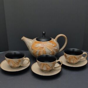 Pier 1 Kioko Stoneware Hand-painted Tea Set.